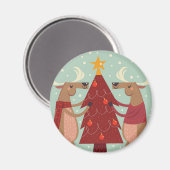 ヴィンテージトナカイのクリスマス マグネット (正面/裏面)