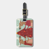 ヴィンテージトナカイのクリスマス ラゲッジタグ (正面縦)