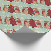 ヴィンテージトナカイのクリスマス ラッピングペーパー (角)