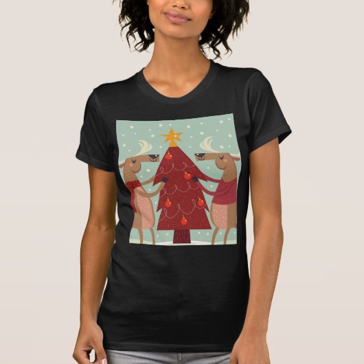 ヴィンテージトナカイのクリスマス Tシャツ (正面)