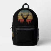 ヴィンテージトナカイのシルエットディアヘッド プリントバックパック (正面)