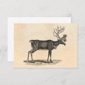 ヴィンテージトナカイイラストレーション- 1800年のクリスマス 招待状 (正面/裏面)