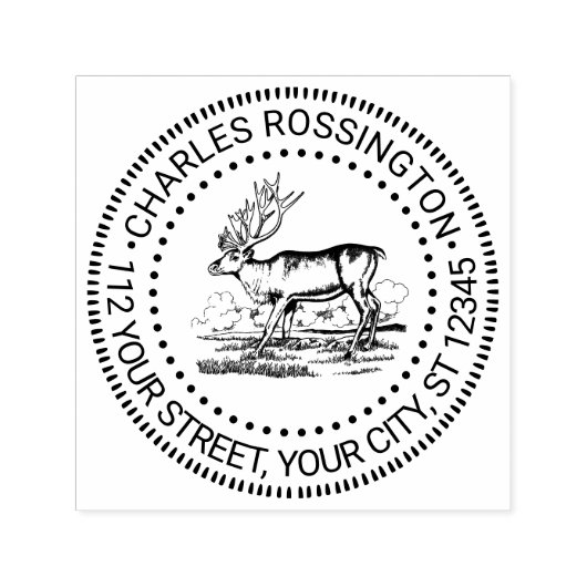 ヴィンテージトナカイスケッチ名住所 セルフインキングスタンプ (デザイン)