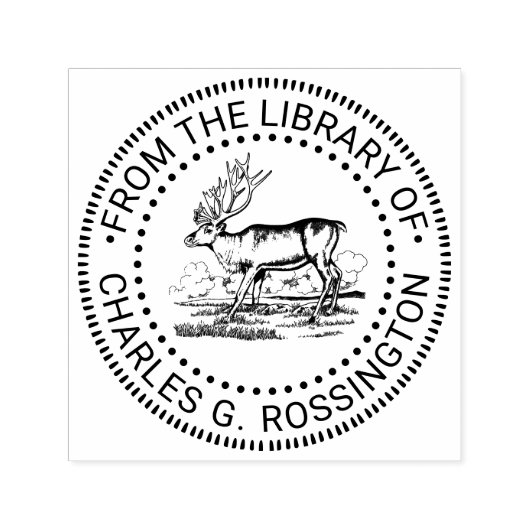 ヴィンテージトナカイスケッチ図書名 セルフインキングスタンプ (デザイン)