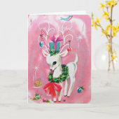 ヴィンテージトナカイ カード (黄色い花)