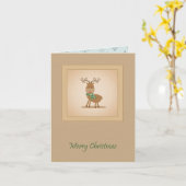 ヴィンテージトナカイ・クリスマス カード (黄色い花)