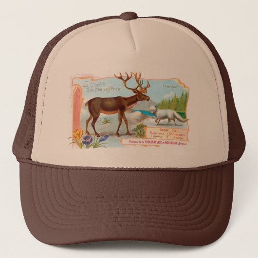 ヴィンテージトナカイ(トナカイ)と北極キツネ キャップ (正面)