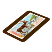 ヴィンテージトナカイ(トナカイ)と北極キツネ マグネット (左側)