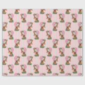 ヴィンテージトナディアサンタハットピンクストライプクリスマスクリスマス ラッピングペーパー (フラット)