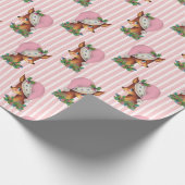 ヴィンテージトナディアサンタハットピンクストライプクリスマスクリスマス ラッピングペーパー (角)
