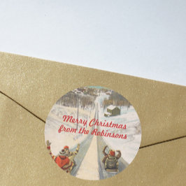 ヴィンテージトボガンはクリスマスを眠る ラウンドシール