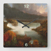 ヴィンテージトマス・コール遠く離れたナイアガラ滝 スクエア壁時計 (正面)