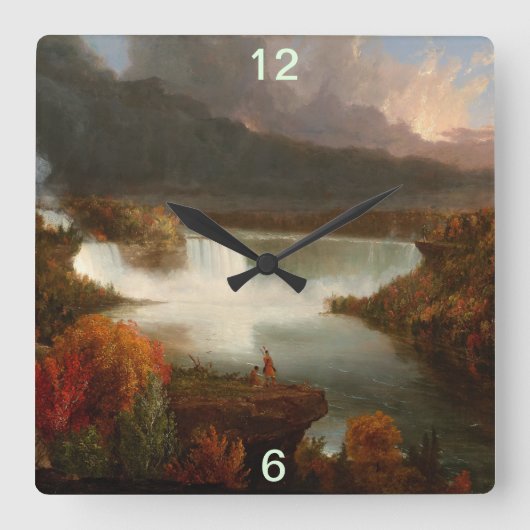 ヴィンテージトマス・コール遠く離れたナイアガラ滝 スクエア壁時計 (正面)