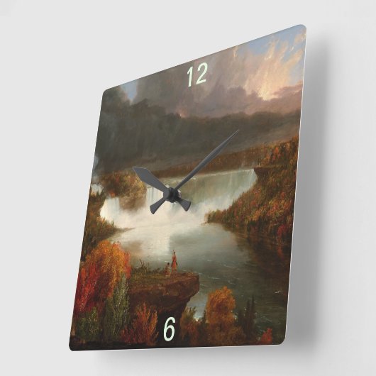 ヴィンテージトマス・コール遠く離れたナイアガラ滝 スクエア壁時計 (傾斜)