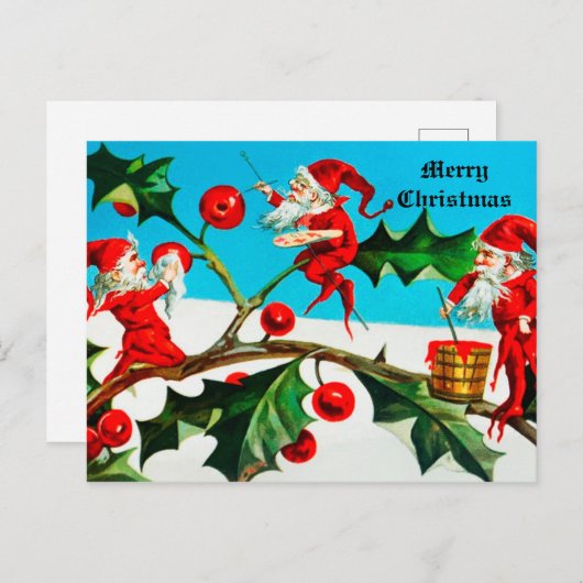ヴィンテージトメットまたはクリスマス小妖精や小人絵画ズベリー ポストカード (正面/裏面)