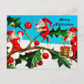 ヴィンテージトメットまたはクリスマス小妖精や小人絵画ズベリー ポストカード (正面)