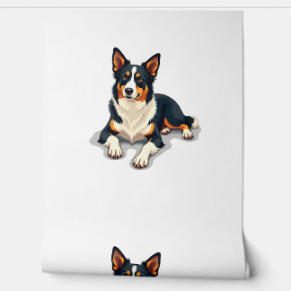 ヴィンテージトライカラーボーダーコリーの肖像犬のイラスト 壁紙