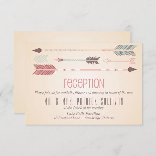 ヴィンテージトライバルアローズウェディングレセプションカード エンクロージャーカード (正面/裏面)