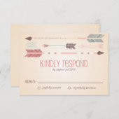 ヴィンテージトライバルアローズウェディングRSVPカード 出欠カード (正面/裏面)