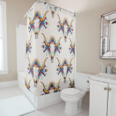 ヴィンテージトライバルシームレスパターンとブルスカルと シャワーカーテン (インサイチュ)