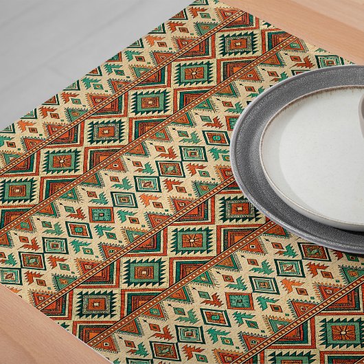 ヴィンテージトライバルテーブルランナーリッチ伝統モチーフ ロングテーブルランナー