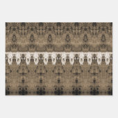 ヴィンテージトライバルパターンセピアブルカウズスカル ラッピングペーパーシート (正面2)