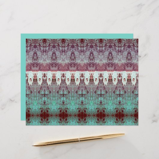 ヴィンテージトライバルパターンティール(緑がかった色)牛スカル国 (正面/裏面インサイチュ)