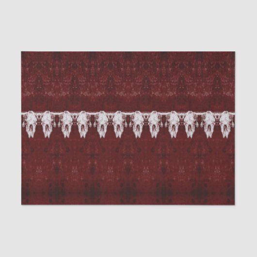 ヴィンテージトライバルパターンブルゴーニュレッドブルカウズスカル 薄葉紙 (正面)