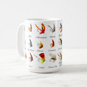 ヴィンテージトラウフライ魚釣りフライコーヒーマグ コーヒーマグカップ (正面左)