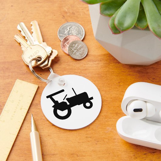 ヴィンテージトラクタシルエットファーム機器アイコン キーホルダー