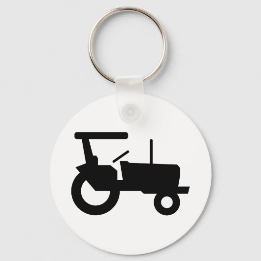 ヴィンテージトラクタシルエットファーム機器アイコン キーホルダー (正面)