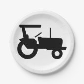 ヴィンテージトラクタシルエットファーム機器アイコン ペーパープレート (正面)