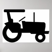 ヴィンテージトラクタシルエットファーム機器アイコン ポスター (正面)