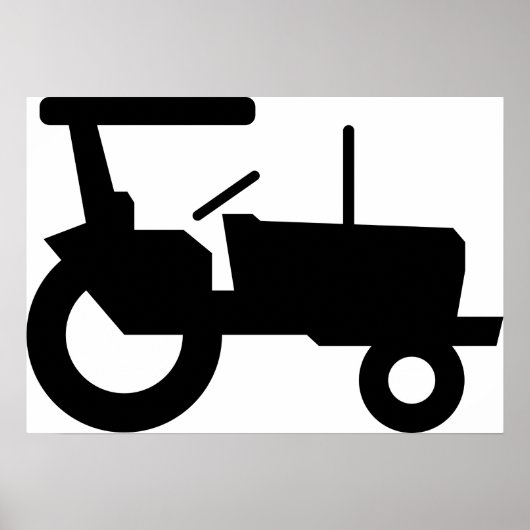 ヴィンテージトラクタシルエットファーム機器アイコン ポスター (正面)