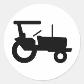 ヴィンテージトラクタシルエットファーム機器アイコン ラウンドシール (正面)