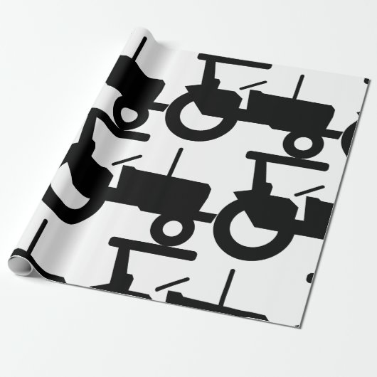 ヴィンテージトラクタシルエットファーム機器アイコン ラッピングペーパー