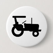 ヴィンテージトラクタシルエットファーム機器アイコン 缶バッジ (正面)