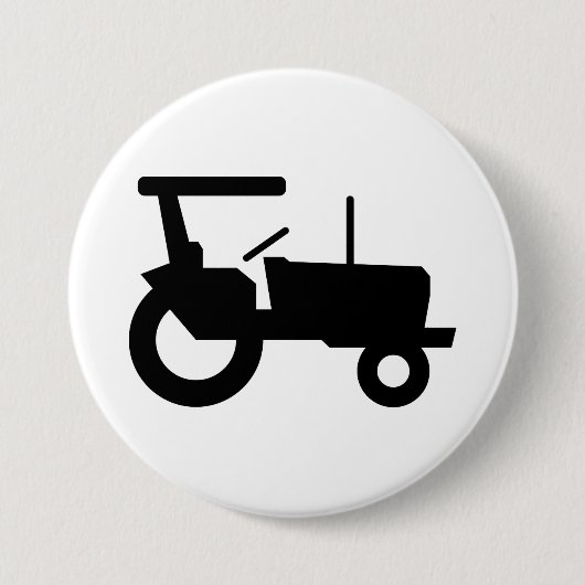 ヴィンテージトラクタシルエットファーム機器アイコン 缶バッジ (正面)