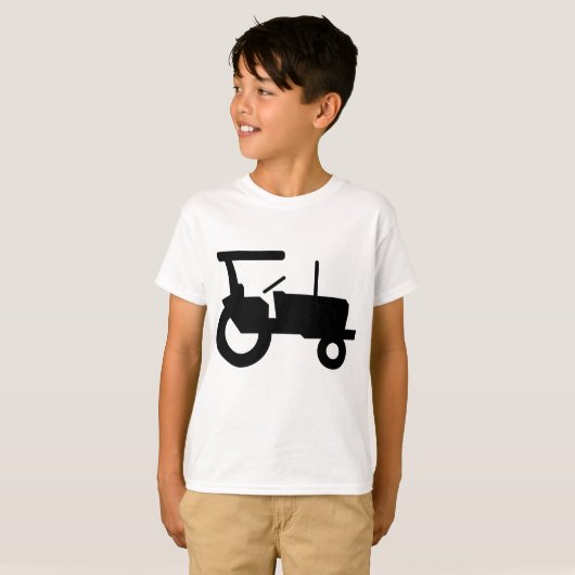 ヴィンテージトラクタシルエットファーム機器アイコン Tシャツ (正面フル)