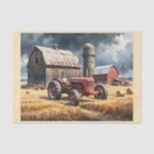 ヴィンテージトラクターと納屋の反対側 薄葉紙 (正面)