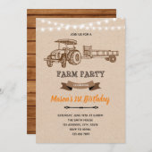 ヴィンテージトラクターの農場納屋の招待状 招待状 (正面/裏面)