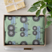 ヴィンテージトラクターブルーラッピング紙 薄葉紙 (ギフト)