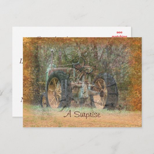 ヴィンテージトラクター招待状の任意の大事な行事 インビテーションポストカード (正面/裏面)