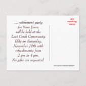 ヴィンテージトラクター招待状の任意の大事な行事 インビテーションポストカード (裏面)