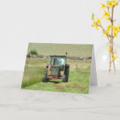 ヴィンテージトラクター誕生日カード カード (黄色い花)