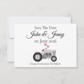 ヴィンテージトラクター農家ウェディング日付を保存 (正面)