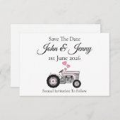 ヴィンテージトラクター農家ウェディング日付を保存 (正面/裏面)