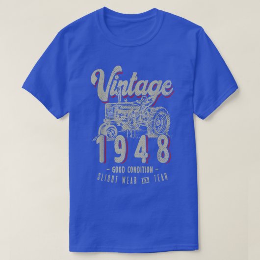 ヴィンテージトラクター農家生まれ誕生日イン1948 & Est Tシャツ (デザイン正面)