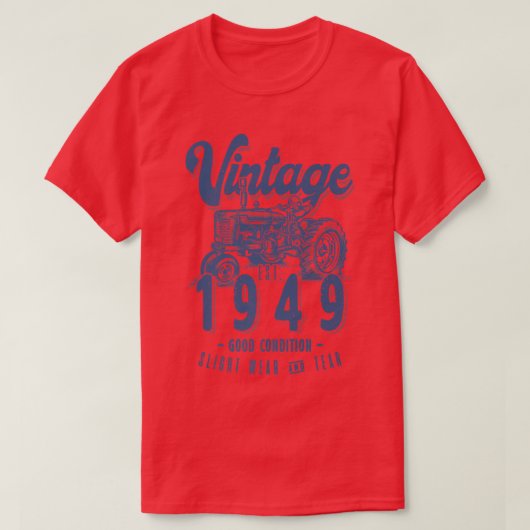 ヴィンテージトラクター農家生まれ誕生日イン1949 & Est Tシャツ (デザイン正面)