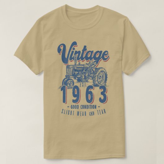 ヴィンテージトラクター農家生まれ誕生日イン1963 & Est Tシャツ (デザイン正面)